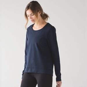 Lululemon Belle Cotton Terry Long Sleeve Inkwell Navy Blue Size 8